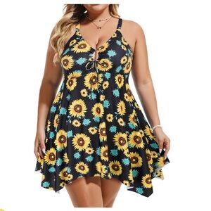 Sunflower Print One Piece Swimsuit